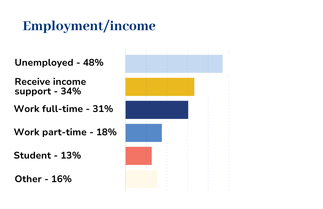 The people we help infographic employment/income