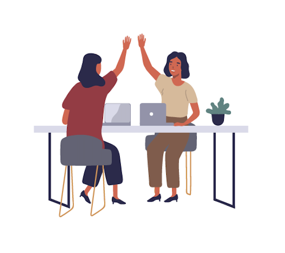 An illustration of two people giving each other a high five
