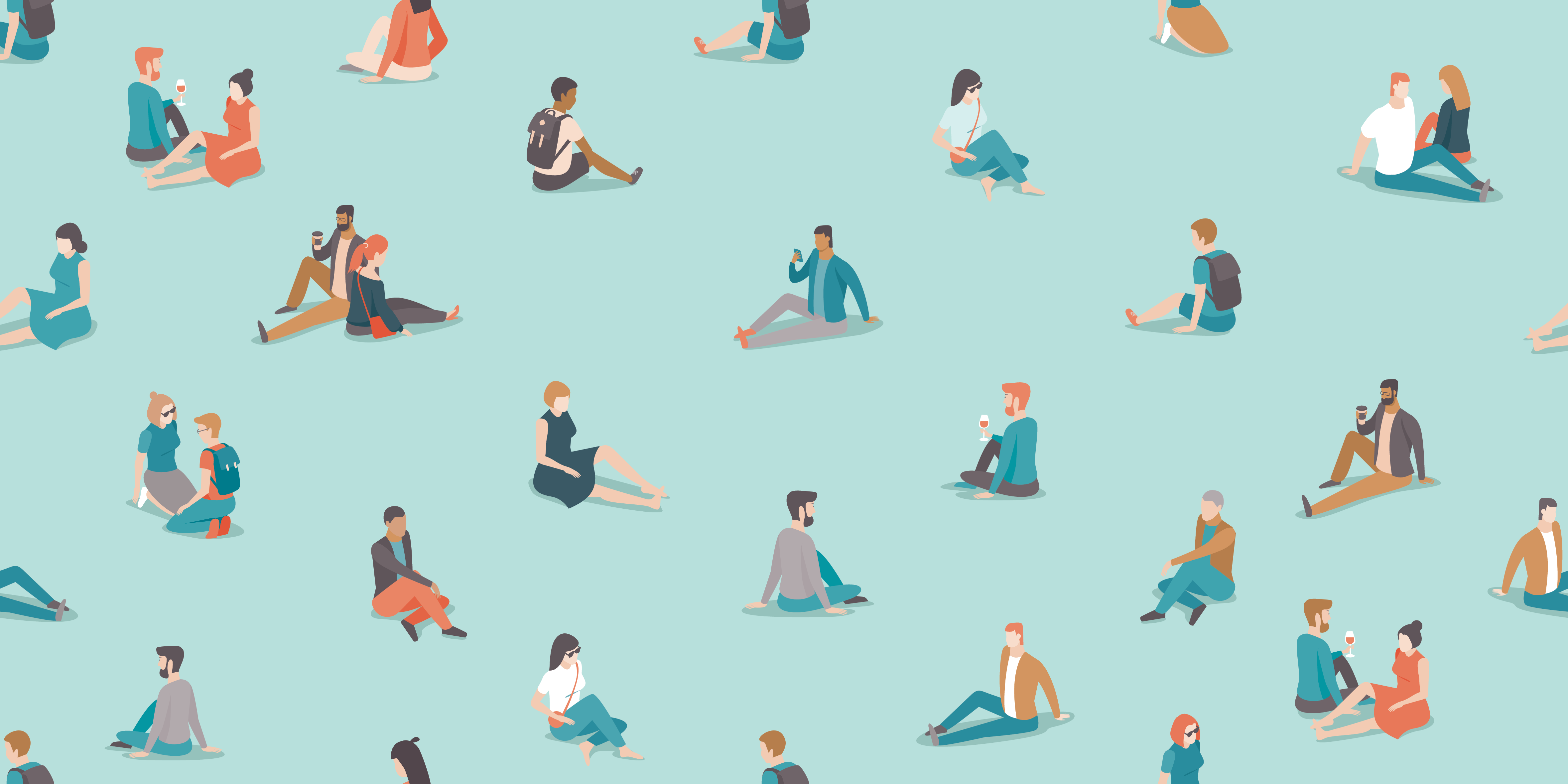 Groups of people sitting down